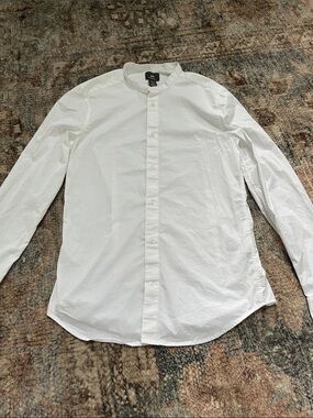 H&M White Men's Mandarin Collar Dress Shirt Muscle Fit